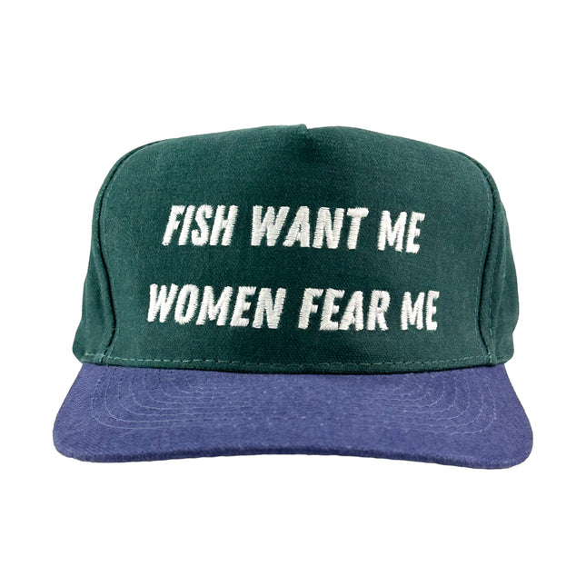 FISH WANT ME WOMEN FEAR ME Vintage Custom Embroidered FUNNY