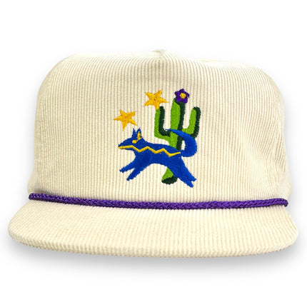 Coyote Cactus Corduroy Rope SnapBack Hat Custom Embroidered