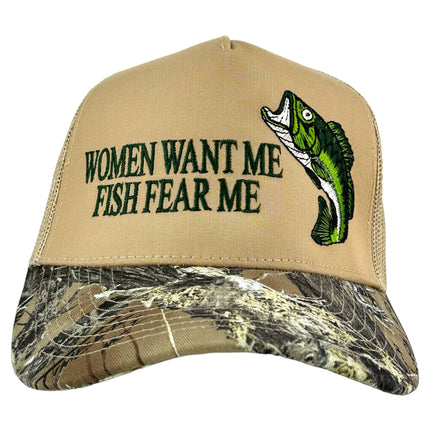 WOMEN WANT ME FISH FEAR ME BASS HAT CUSTOM EMBROIDERY