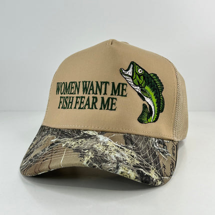 WOMEN WANT ME FISH FEAR ME BASS HAT CUSTOM EMBROIDERY