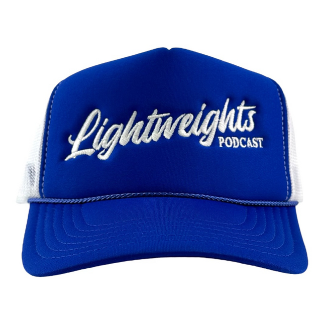 Lightweights Podcast Official Merch Blue/White Mesh SnapBack Hat Custom Embroidered