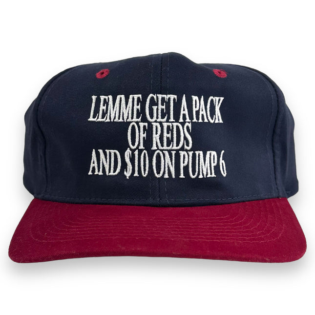 Lemme Get A Pack Of Reds And $10 On Pump 6 Vintage Navy Blue Crown Strapback Cap Novelty Humor Hat Embroidered