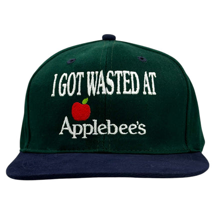 I GOT WASTED AT Applebees my Vintage Mid Green Crown Funny Strapback Cap Hat Custom Embroidered