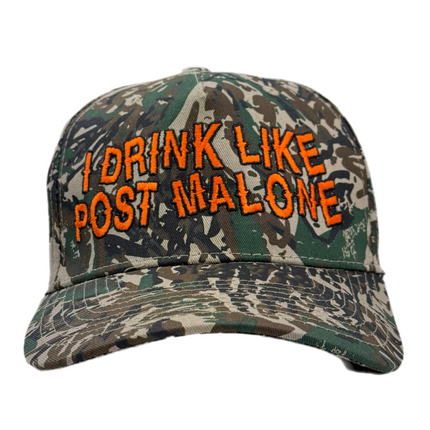 I Drink Like Post Malone Camo Custom Embroidered Snapback