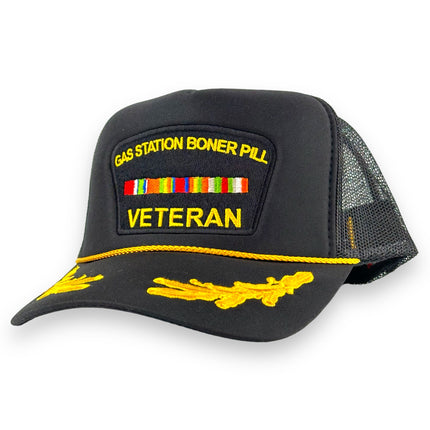 Gas Station Boner Pill Veteran￼Trucker Hat Custom Embroidered￼