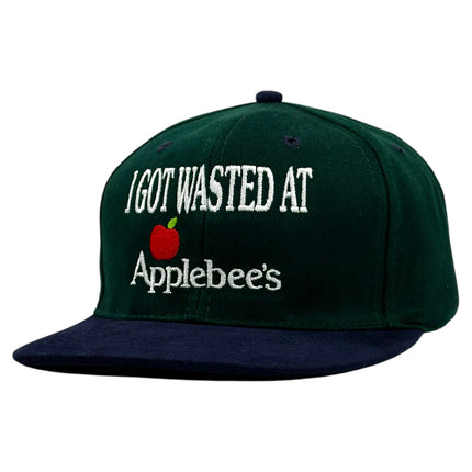 I GOT WASTED AT Applebees my Vintage Mid Green Crown Funny Strapback Cap Hat Custom Embroidered