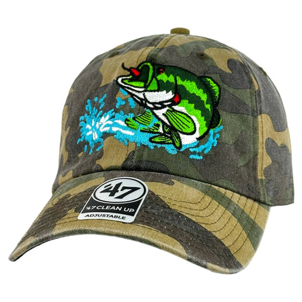 BASS FISHING HAT CAMO Custom Embroidered ￼