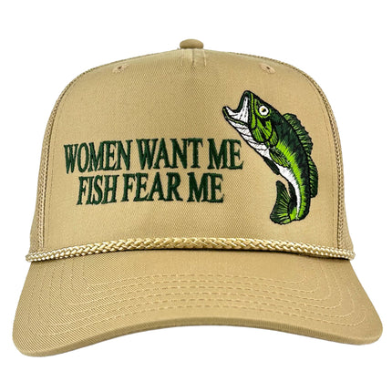 WOMEN WANT ME FISH FEAR ME BASS HAT CUSTOM EMBROIDERY