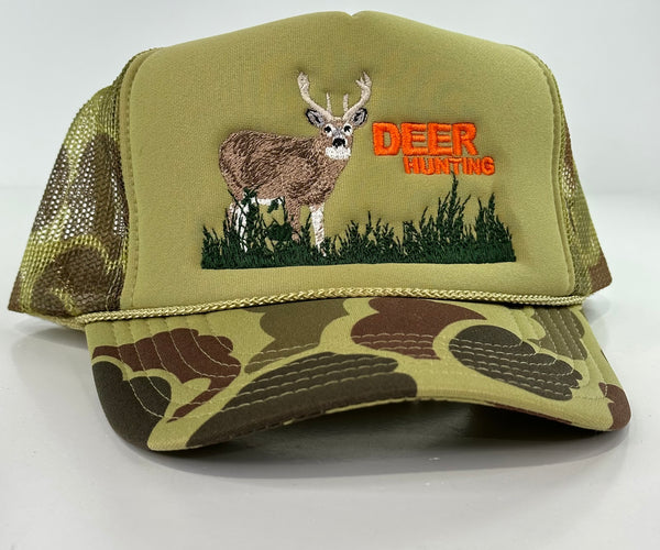 Vintage Camouflage Buck Fever Snapback Hat Embroidered Deer