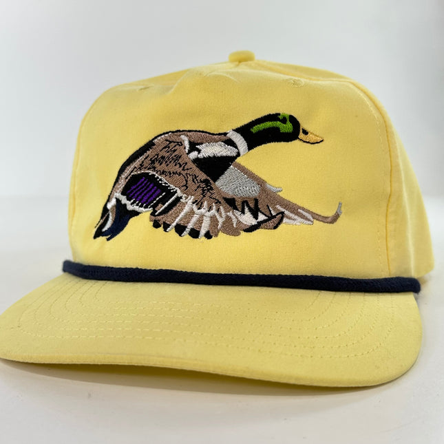 Mallard Duck Hunting On a yellow Rope SnapBack Hat Cap Custom Embroidered