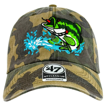 BASS FISHING HAT CAMO Custom Embroidered ￼