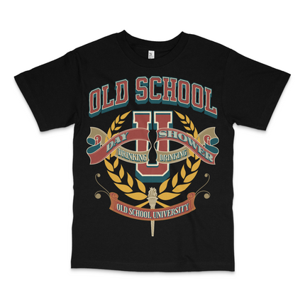 Old School University Custom Printed T-Shirt