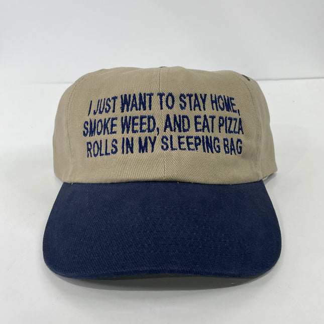 I just want to stay home and smoke and eat pizza rolls custom embroidered dad hat Strapback