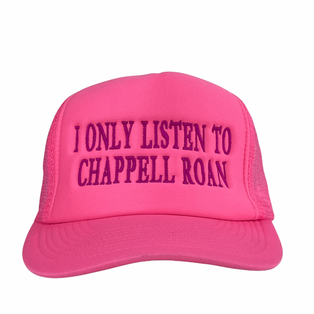 I Only Listen To Chappell Roan Pink Mesh Custom Embroidered Hat