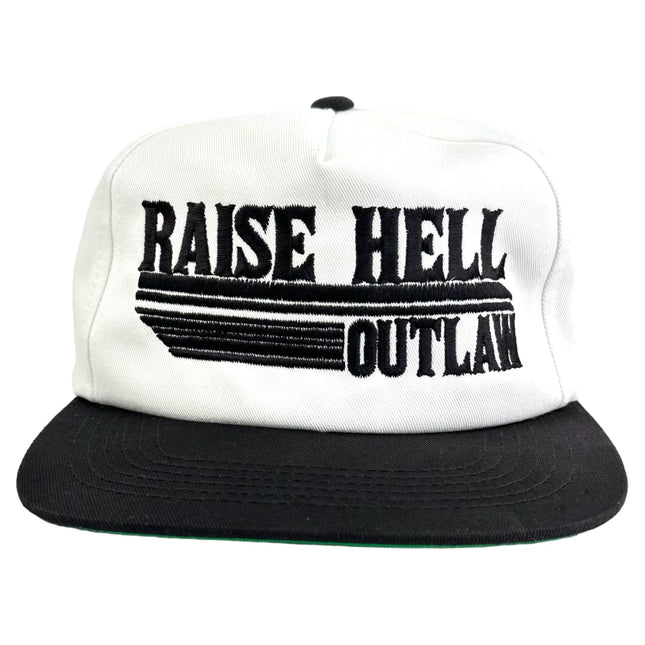 Raise Hell Outlaw Black/white snapback custom embroidered