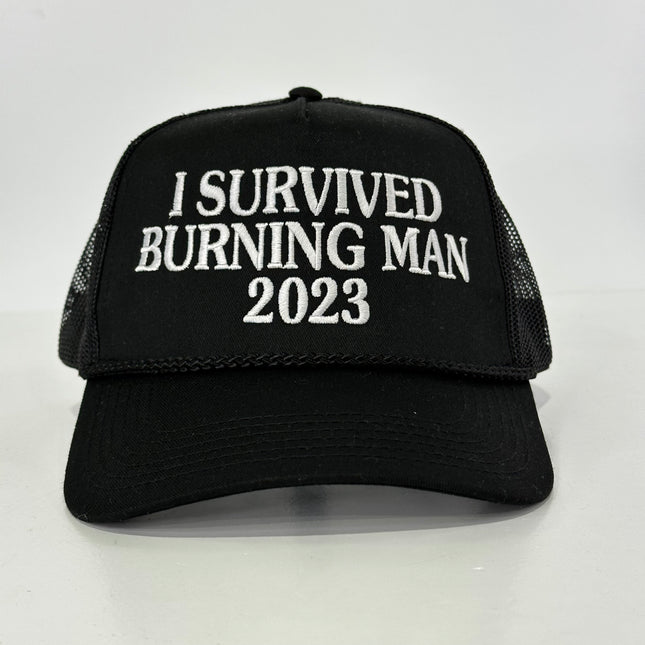 I Survived Burning Man 2023 Custom Embroidered Meme rope mesh SnapBack