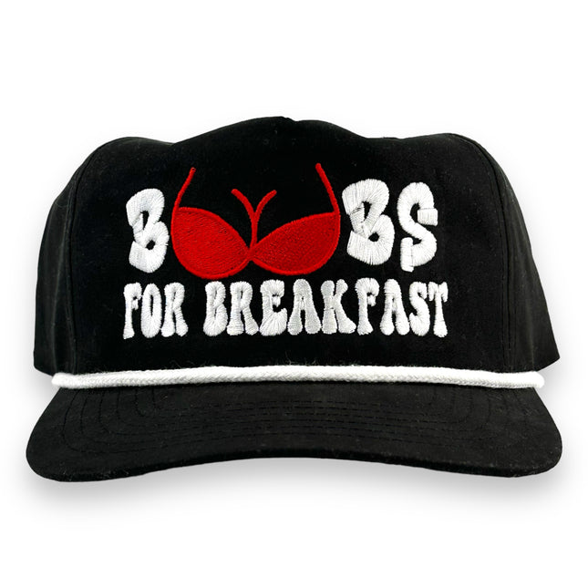 BOOBS FOR BREAKFAST ROPE HAT Custom Embroidered