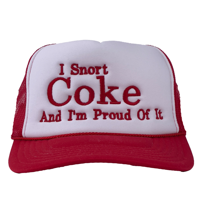 I Snort Coke And I’m Proud Of It Custom Embroidered Mesh Trucker rope snapback