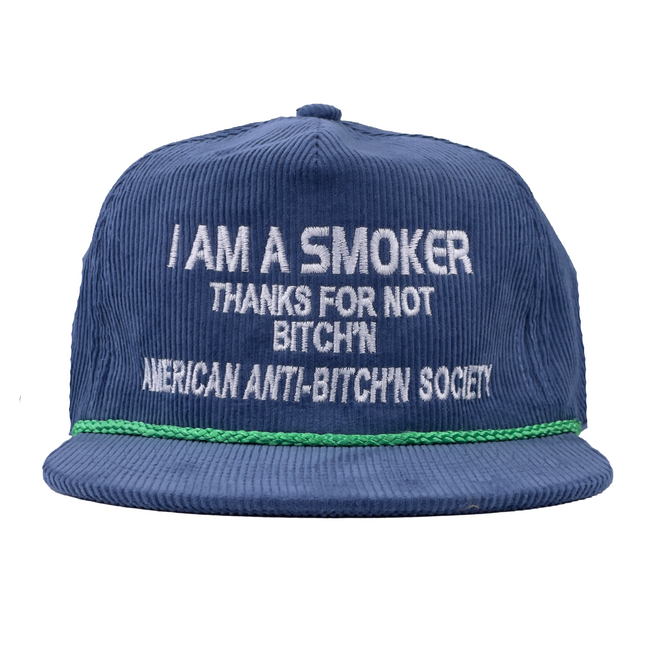 Custom embroidered I AM A SMOKER THANKS FOR NOT BITCH N Corydory Snapback Cap Hat