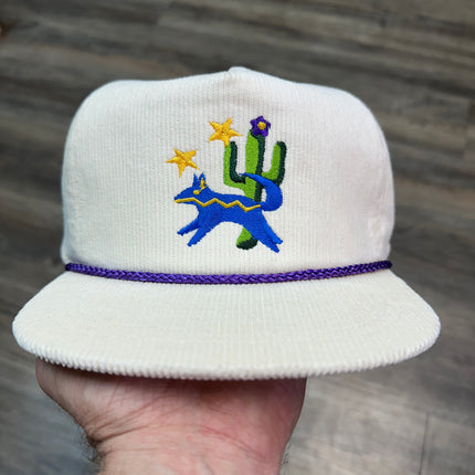 Coyote Cactus Corduroy Rope SnapBack Hat Custom Embroidered