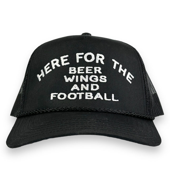 Here For The Beer Wing’s and Football Hat Custom Embroidery