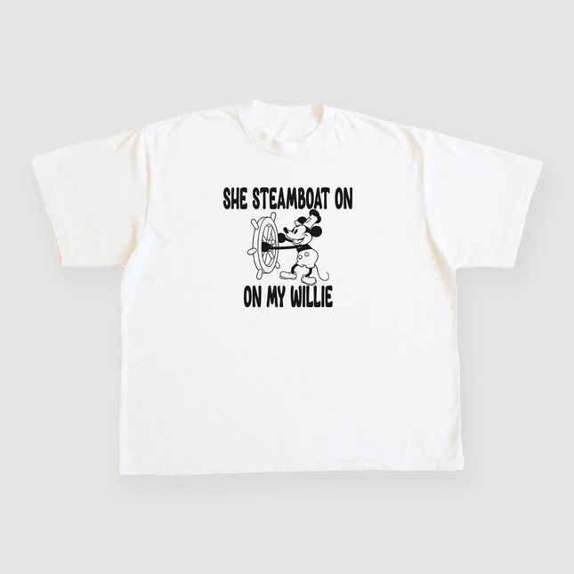 She Steamboats On My Willie Custom Printed White T-shirt