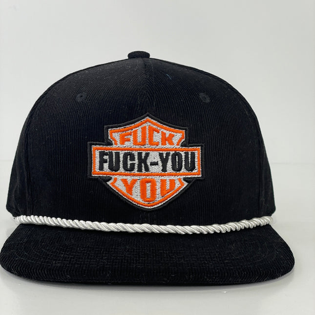 F you F You Custom Embroidered Black corduroy snapback