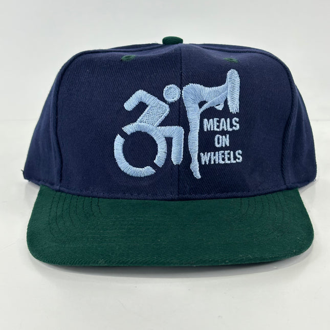 Meals on wheels on a blue crown green brim Strapback Hat Cap Custom Embroidered