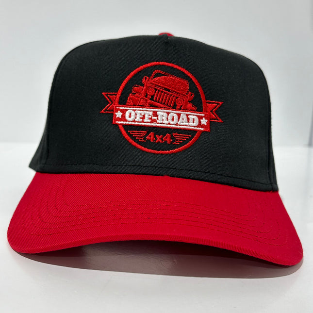 OFF ROAD 4x4 Jeep Black & Red Snapback Cap Hat Embroidered