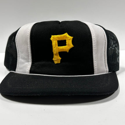 Vintage Pittsburgh Pirates MLB YUPOONG Mesh Black White Trucker SnapBa –  Old School Hats