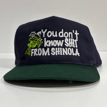 You Don’t Know Shit From Shinola Vintage Navy Blue Crown Strapback Baseball Cap Hat Custom Embroidered