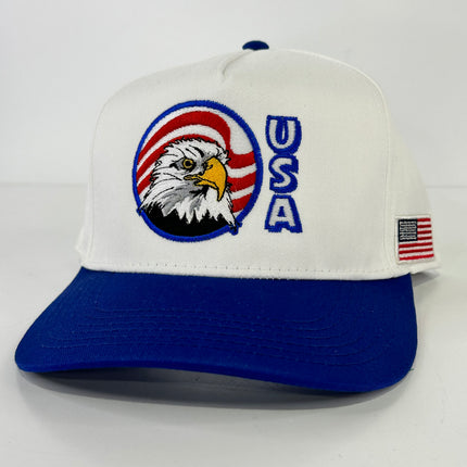 USA 4th of July SnapBack Hat Bald Eagle Cap Custom Embroidered in the USA