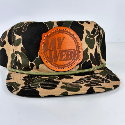 JAY WEBB LEATHER PATCH ROPE ARMY GREEN TALL CROWN MESH TRUCKER SNAPBAC –  Old School Hats