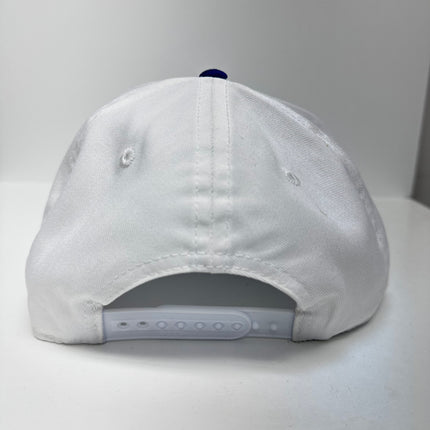 HAVE A NICE DAY Blue Brim White Crown SnapBack Cap Hat Custom Embroidered