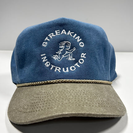 STREAKING INSTRUCTOR Tall Sky Blue Crown Rope SnapBack Funny Hat Cap Custom Embroidered