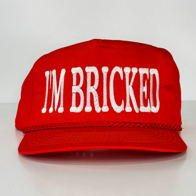 I’m Bricked on a red SnapBack hat cap with rope Custom Embroidery