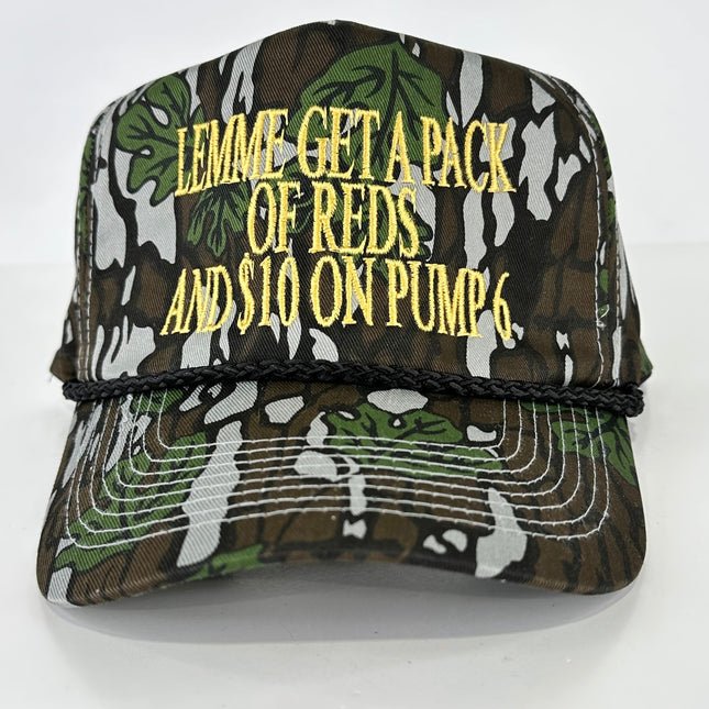 Lemme get a pack of reds on a Camo SnapBack Hat Cap with Rope Custom Embroidery