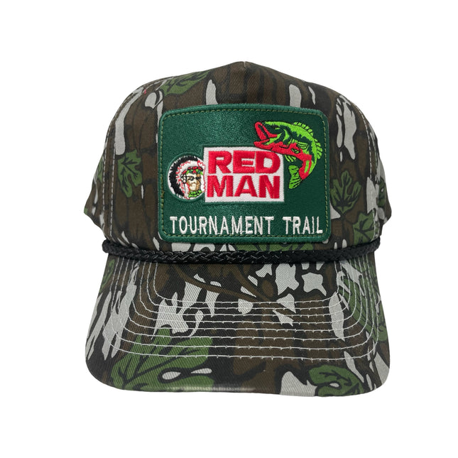 Custom Redman tournament trail patch on a Camo rope SnapBack Hat Cap