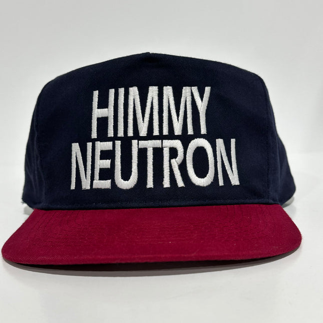 HIMMY NEUTRON Vintage Maroon Brim Tall Navy Blue Crown Strapback Cap Hat Custom Embroidered