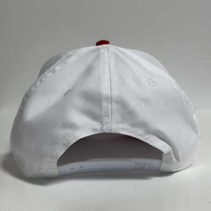 BOSTZYN University on White with Red Brim SnapBack Hat Cap Custom Embroidery TikTok Collab