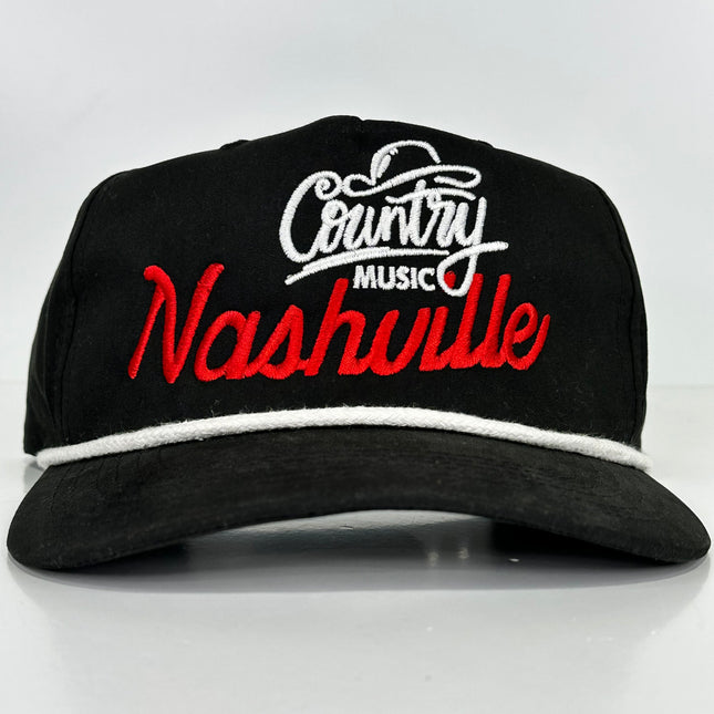 NASHVILLE COUNTY MUSIC Rope Black SnapBack Golf Hat Cap Custom Embroidery