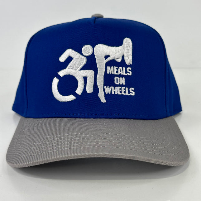 Meals on wheels on a blue crown gray brim SnapBack Hat Cap Custom Embroidered