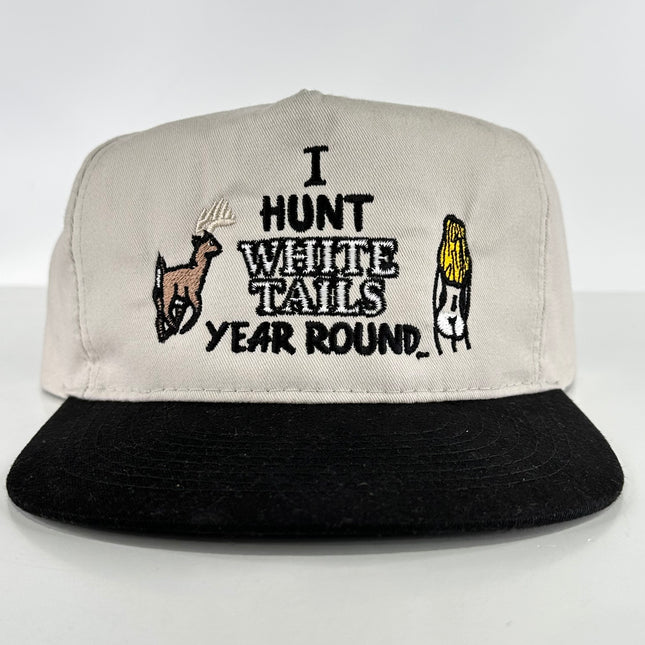 I hunt white tails year round on a Strapback hat cap collab Rowdy Roger Custom embroidery