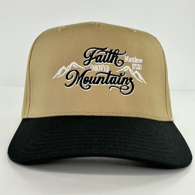 Faith Moves Mountains Matthew 17 20 Tan SnapBack Hat Cap Custom Embroidered