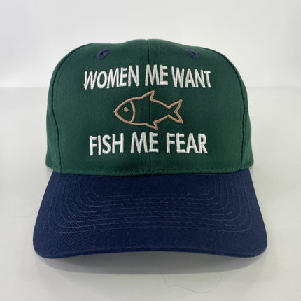 Women me want fish me fear custom embroidered SnapBack Hat Cap