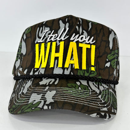 I TELL YOU WHAT on Vintage CAMO ROPE SNAPBACK CAP FUNNY HAT CUSTOM EMBROIDERED COLLAB Justin Stagner