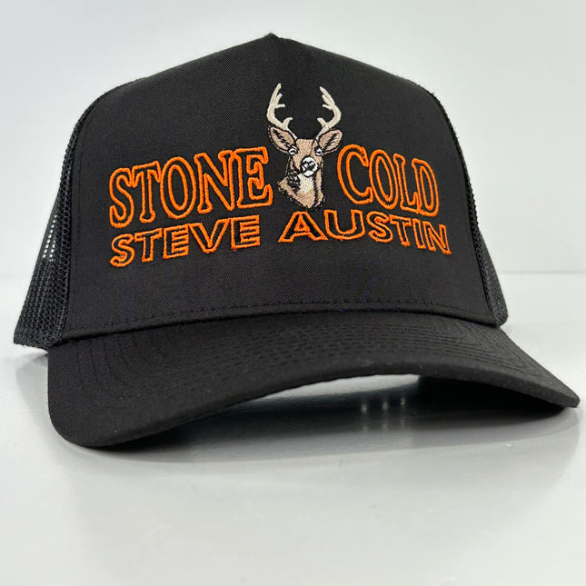 STONE COLD BLACK SNAPBACK CAP HAT CUSTOM EMBROIDERED