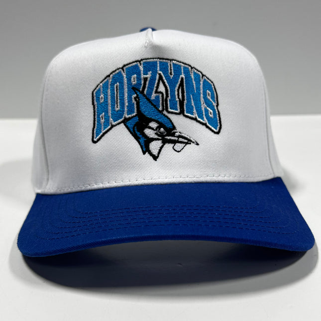 Hopzyns on a White crown blue crown SnapBack Hat Cap Custom Embroidery