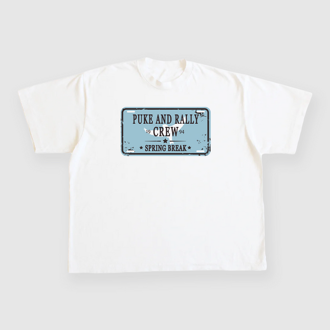 Puke And Rally Crew Spring Break Custom Printed White T-shirt