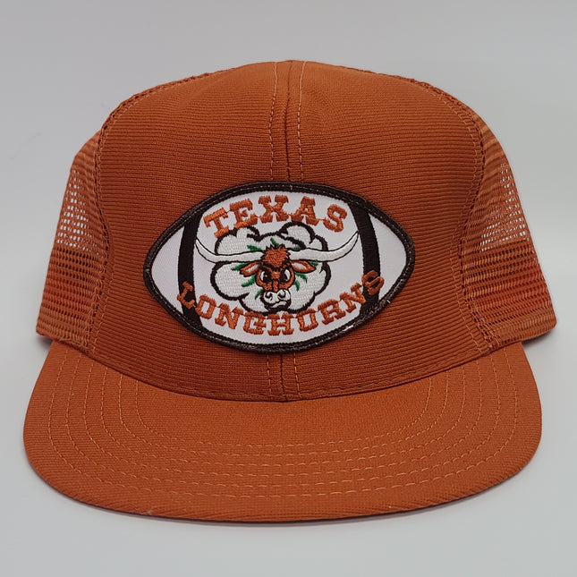 Custom Texas Longhorns Burnt Orange Vintage Patch Mesh Snapback With High Crown And Flat Brim Cap Hat (Ready To Ship)